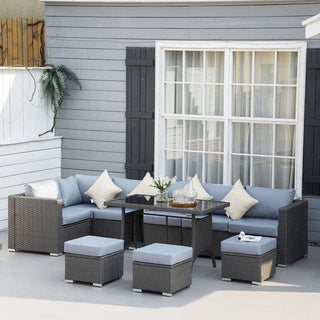 Luxury 9-Seat Outdoor Lounge Set with Cushions