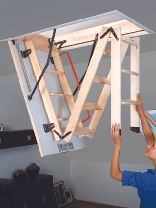 Folding Wooden Loft Ladder with Unfolding Support Mechanism
